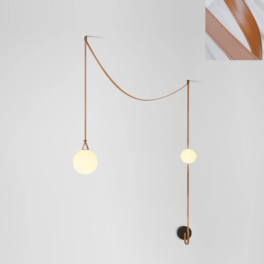 Belt Pendant Light Art Design-Lighting > Pendant Lights-casanuva-2 Heads 203cmx280cm-Version B Orange Leather-casanuva