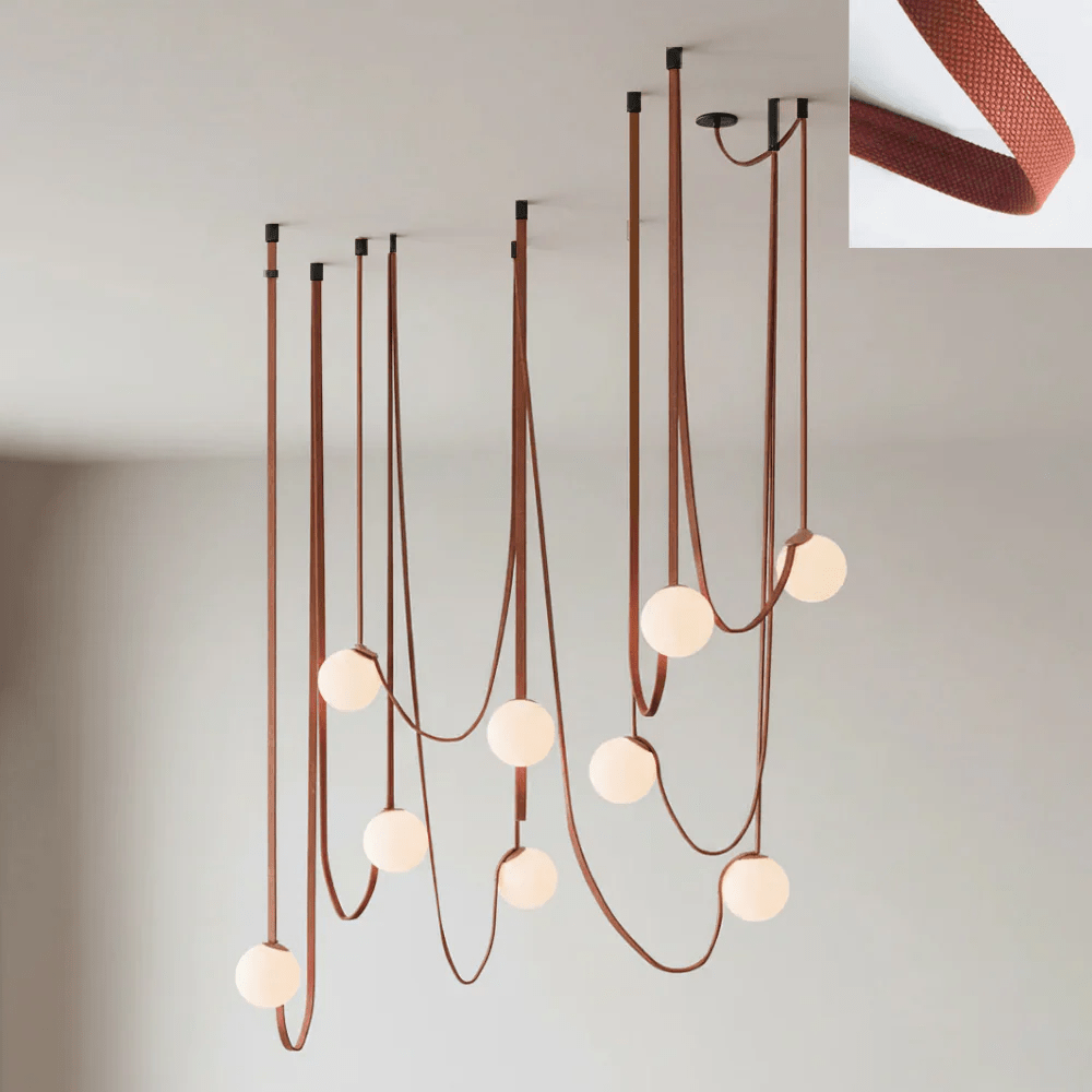 Belt Pendant Light Art Design-Lighting > Pendant Lights-casanuva-9 heads 120cmx200cm-Version A Red Canvas-casanuva