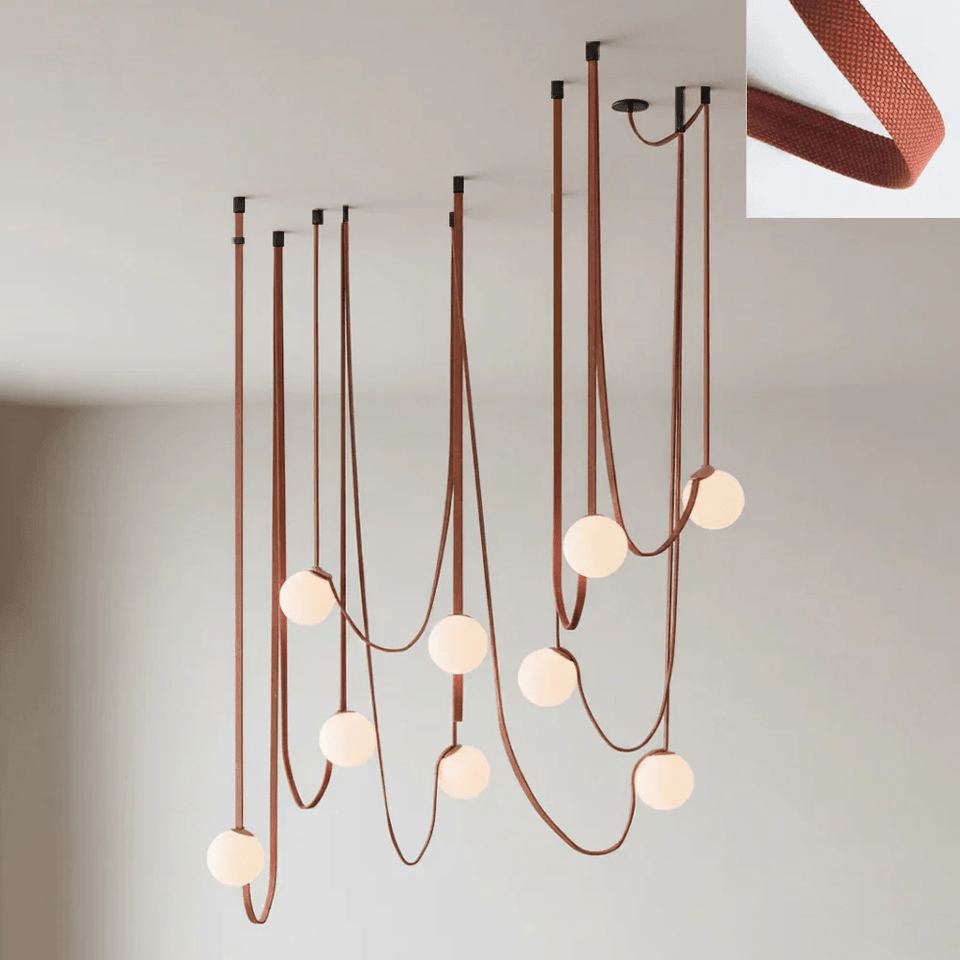 Belt Pendant Light Art Design-Lighting > Pendant Lights-casanuva-9 heads 120cmx200cm-Version A Red Canvas-casanuva