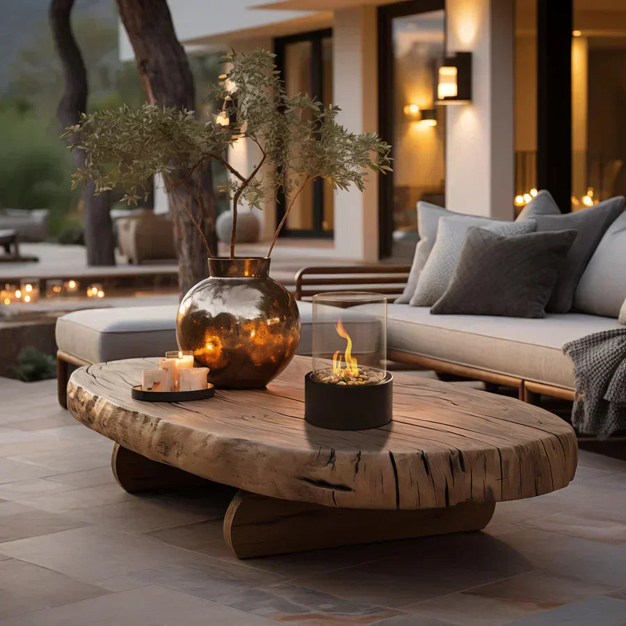 Bioethanol Tabletop Fireplace with Glass Cylinder and Metal Base-Home Decor > Decorative Accessories-casanuva-casanuva
