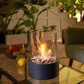Bioethanol Tabletop Fireplace with Glass Cylinder and Metal Base-Home Decor > Decorative Accessories-casanuva-casanuva