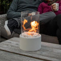 Bioethanol Tabletop Fireplace with Glass Cylinder and Metal Base-Home Decor > Decorative Accessories-casanuva-White-30x15cm-casanuva