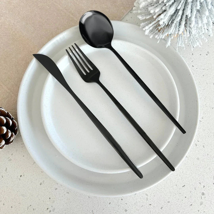 Black Flatware Set 24 Pieces-Kitchen & Dining > Cutlery-casanuva-casanuva