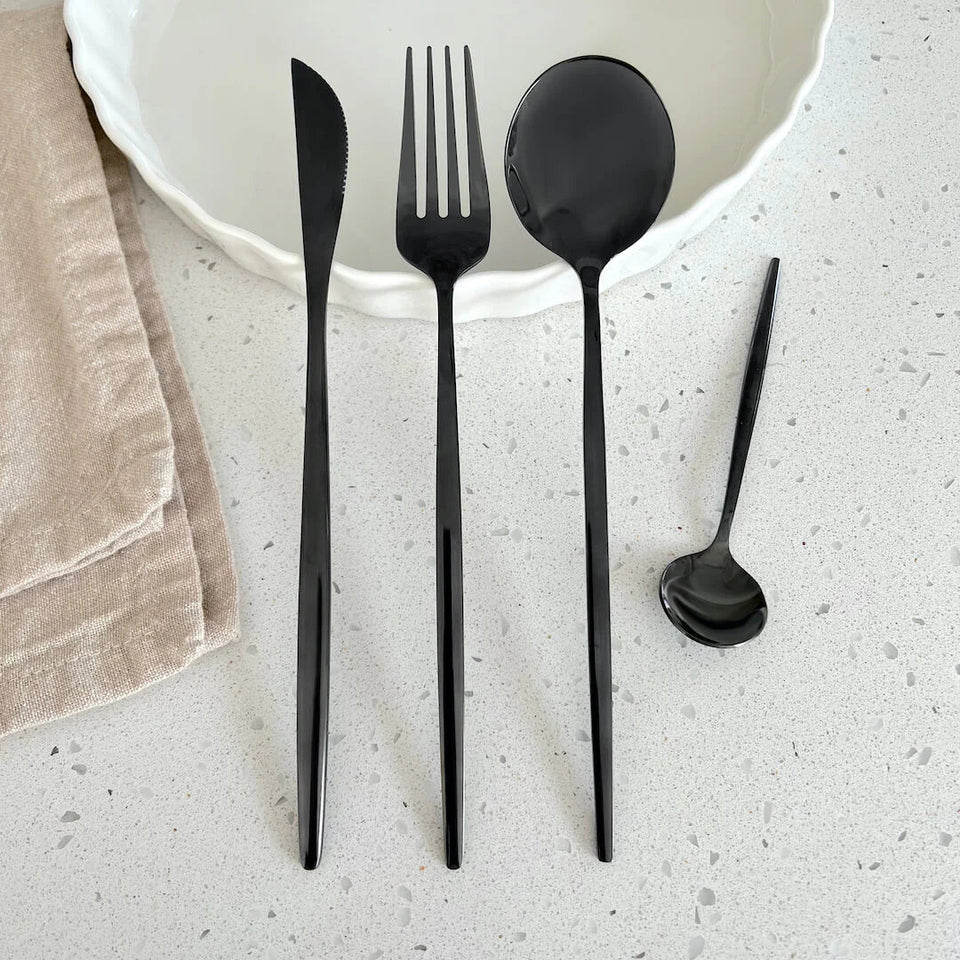 Black Flatware Set 24 Pieces-Kitchen & Dining > Cutlery-casanuva-casanuva