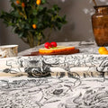 Black Floral Tasseled Tablecloth-Covers & Textiles > Table Cloths-casanuva-casanuva