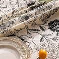 Black Floral Tasseled Tablecloth-Covers & Textiles > Table Cloths-casanuva-casanuva