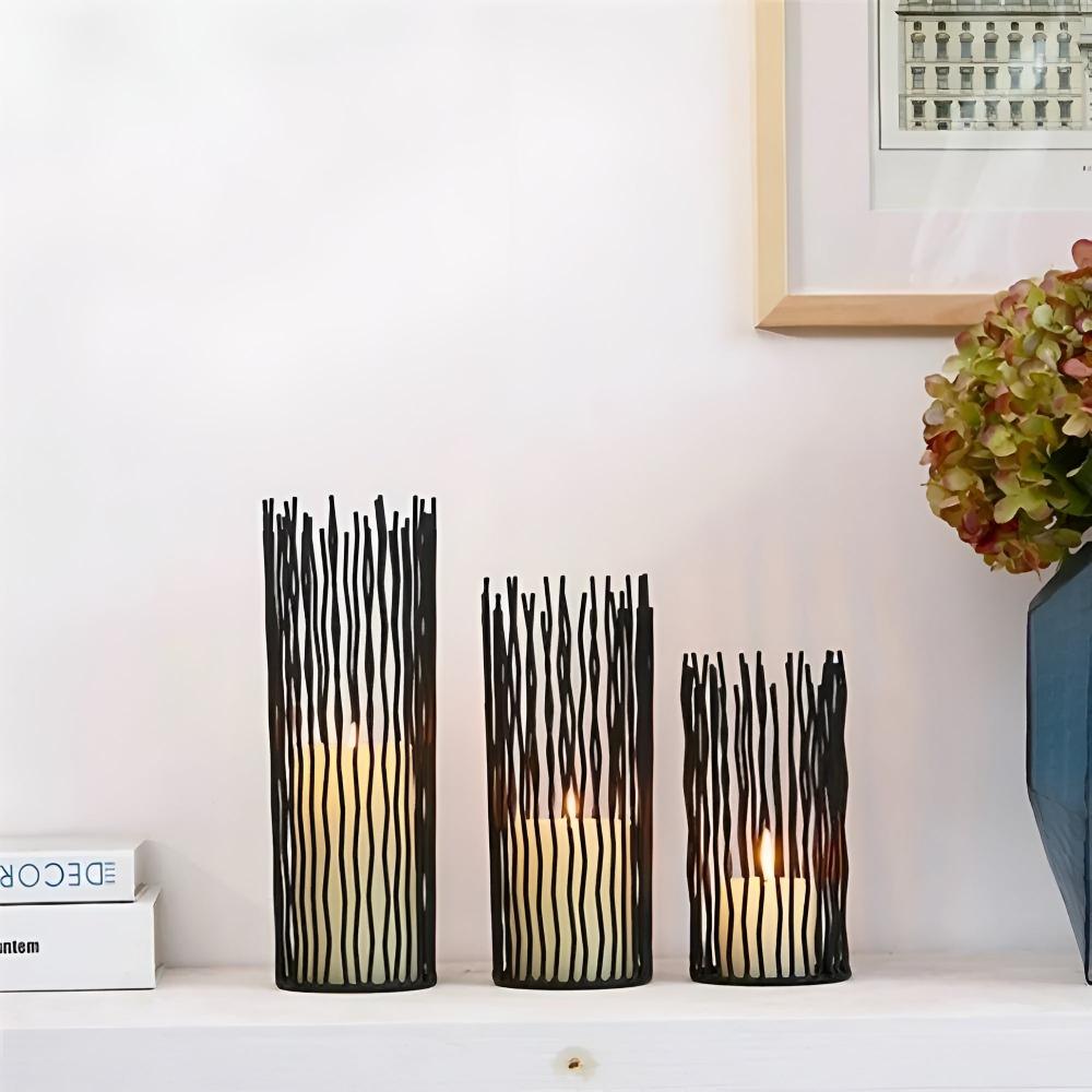 Black Iron Desk Candle Holder-Home Decor > Candle Holders-casanuva-S-casanuva
