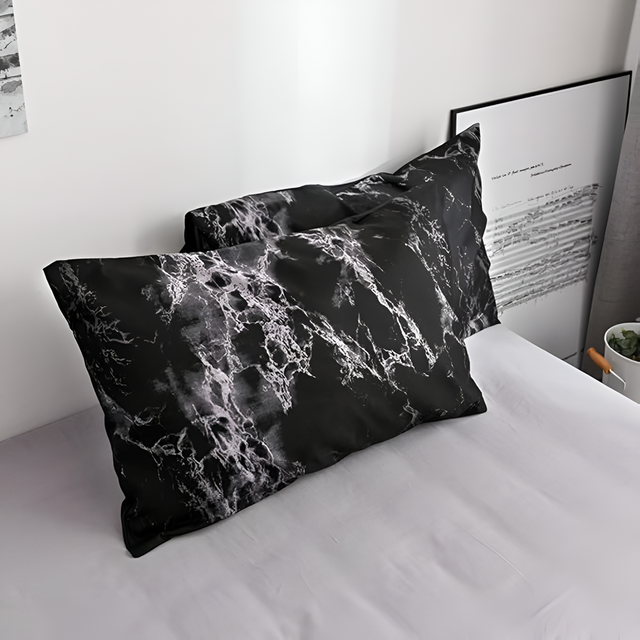 Black Marble Duvet Cover Set 3 Piece-Bedding & Bath > Bedding Sets-casanuva-casanuva