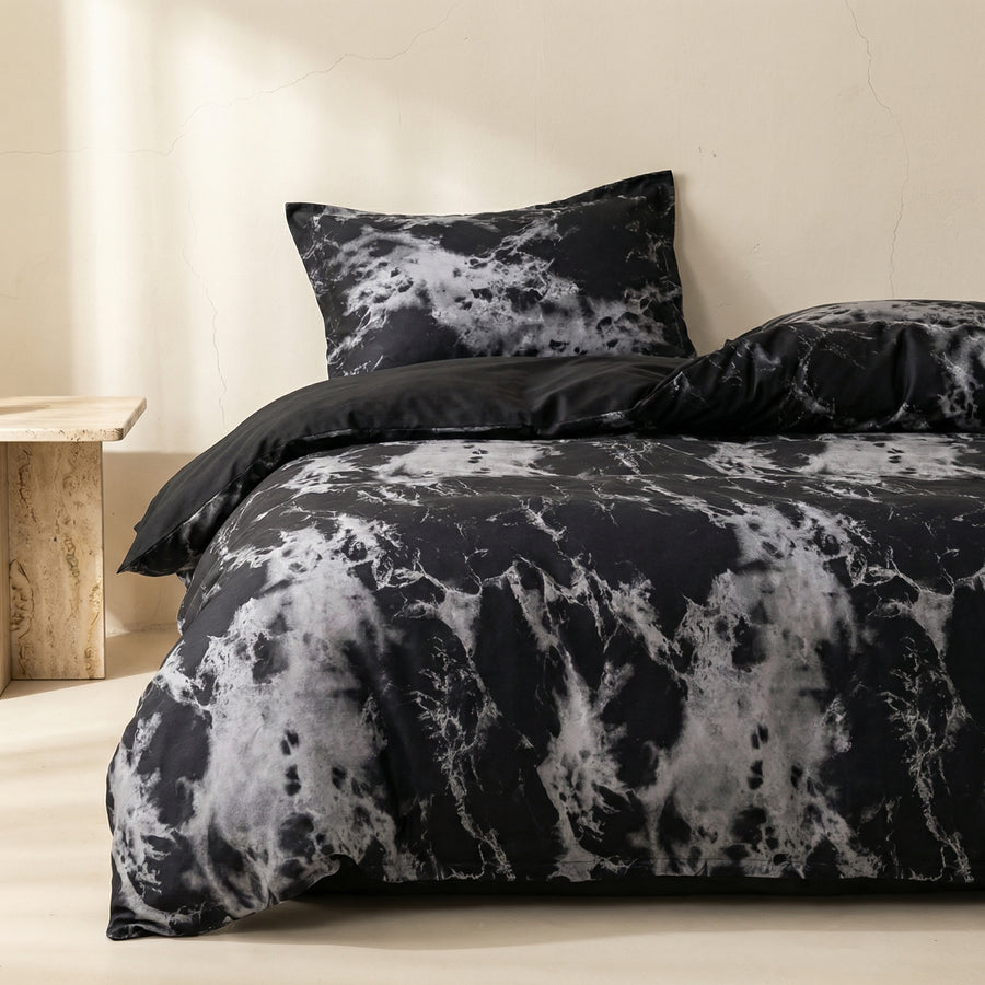 Black Marble Duvet Cover Set 3 Piece-Bedding & Bath > Bedding Sets-casanuva-casanuva