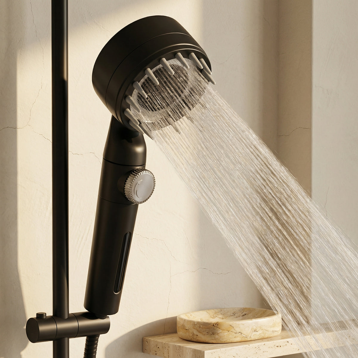 Black Shower Head ABS Plastic with Enhanced Comfort Features-Bedding & Bath > Bathroom Accessories-casanuva-Black-casanuva