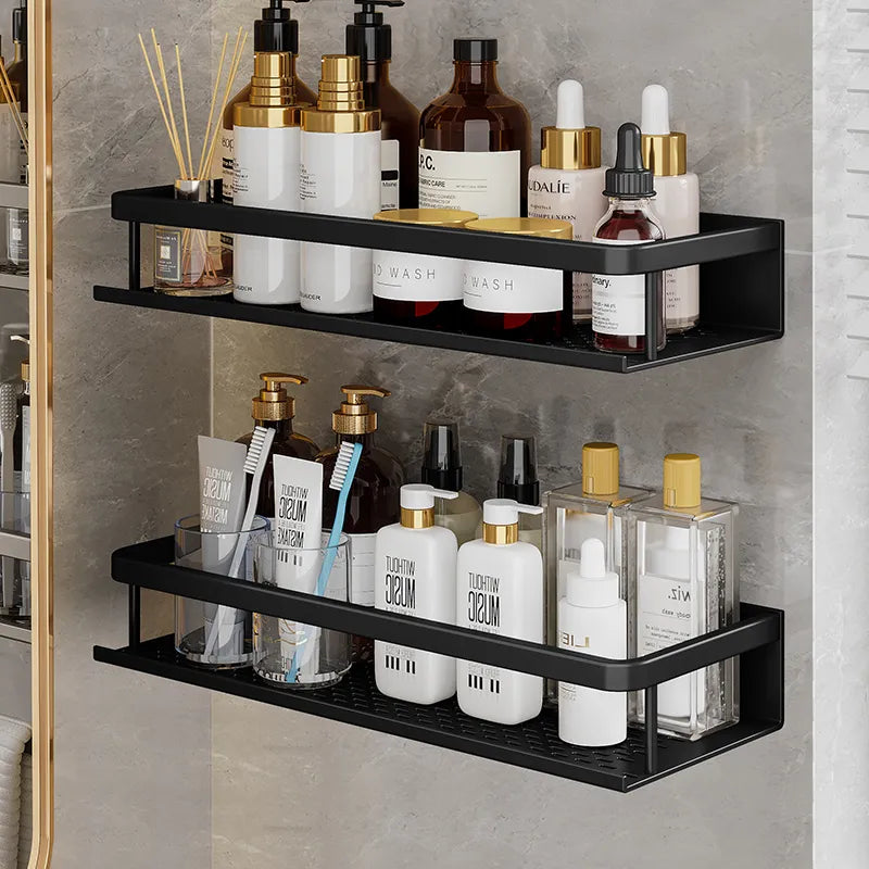 Black Shower Shelf Space-Saving Design-Bedding & Bath > Bathroom Accessories-casanuva-casanuva