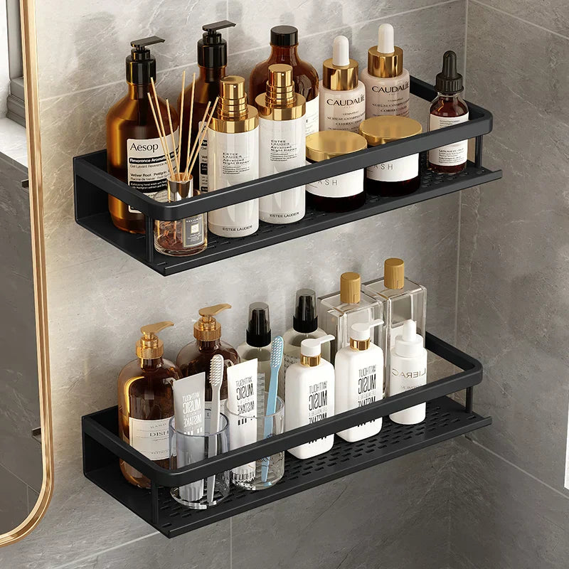 Black Shower Shelf Space-Saving Design-Bedding & Bath > Bathroom Accessories-casanuva-casanuva