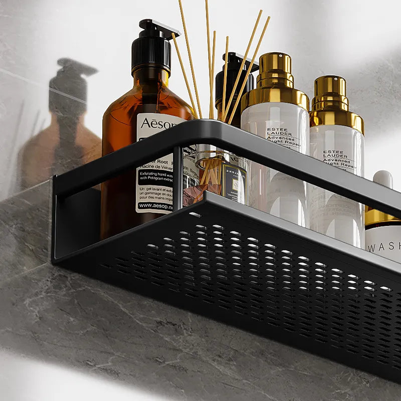 Black Shower Shelf Space-Saving Design-Bedding & Bath > Bathroom Accessories-casanuva-casanuva