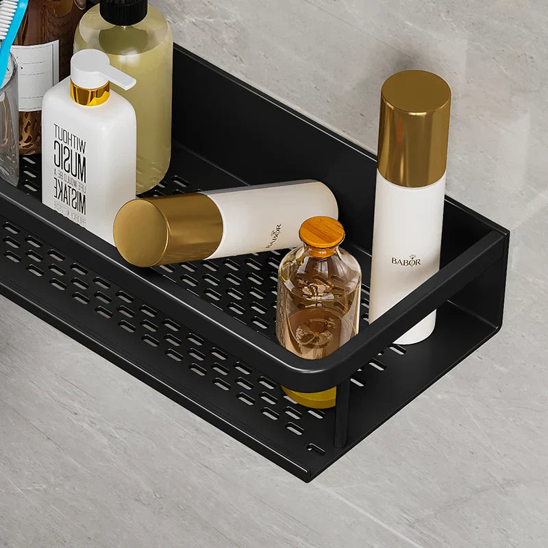 Black Shower Shelf Space-Saving Design-Bedding & Bath > Bathroom Accessories-casanuva-casanuva