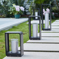 Black Solar Outdoor Lantern with Frosted Glass-Lighting > Outdoor Lighting-casanuva-casanuva