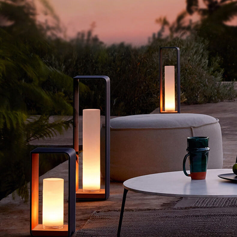 Black Solar Outdoor Lantern with Frosted Glass-Lighting > Outdoor Lighting-casanuva-casanuva