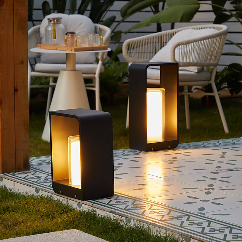 Black Solar Outdoor Lantern with Frosted Glass-Lighting > Outdoor Lighting-casanuva-Small-Tri-color + Remote-casanuva