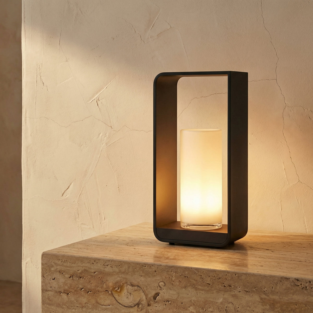 Black Solar Outdoor Lantern with Frosted Glass-Lighting > Outdoor Lighting-casanuva-casanuva