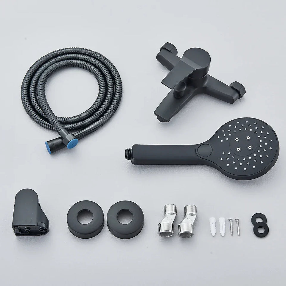 Black Wall Faucet with Hand Shower and Mixer-Bedding & Bath > Bathroom Accessories-casanuva-casanuva