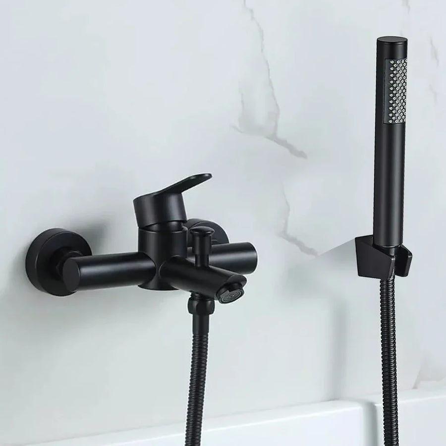 Black Wall Faucet with Hand Shower and Mixer-Bedding & Bath > Bathroom Accessories-casanuva-Black - Complete set B-casanuva