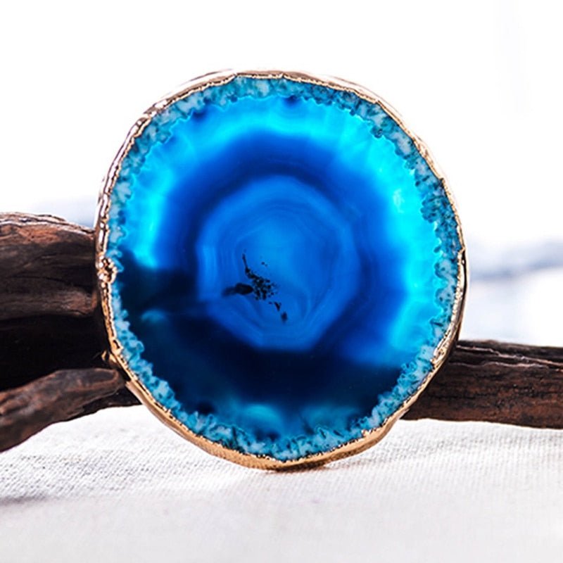 Blue Agate Coaster Set with Gold Accents-Kitchen & Dining > Tableware-casanuva-casanuva