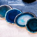 Blue Agate Coaster Set with Gold Accents-Kitchen & Dining > Tableware-casanuva-casanuva