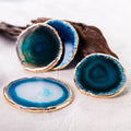 Blue Agate Coaster Set with Gold Accents-Kitchen & Dining > Tableware-casanuva-casanuva