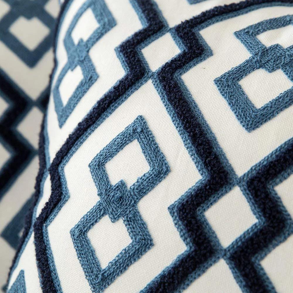 Blue Decorative Cushion Embroidered Classic Pattern Soft Luxury Fabric 45x45 cm-Covers & Textiles > Throw Pillows-casanuva-casanuva