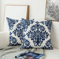 Blue Decorative Cushion Embroidered Classic Pattern Soft Luxury Fabric 45x45 cm-Covers & Textiles > Throw Pillows-casanuva-D-casanuva