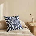 Blue Decorative Cushion Embroidered Classic Pattern Soft Luxury Fabric 45x45 cm-Covers & Textiles > Throw Pillows-casanuva-casanuva