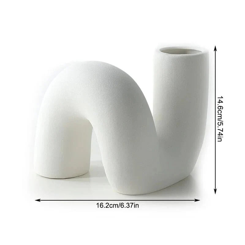 Bohemian Ceramic Vase Abstract Design-Home Decor > Vases-casanuva-Pure White-casanuva