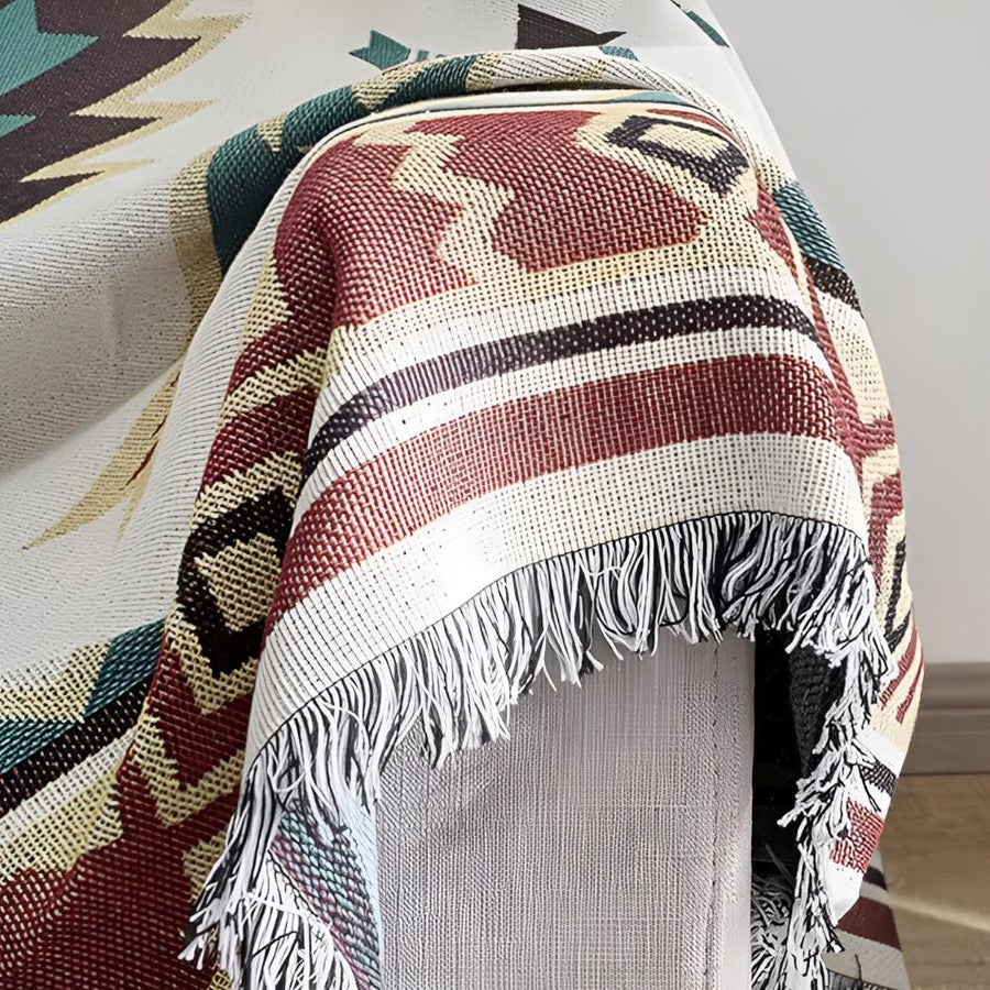 Bohemian Reversible Picnic Blanket Washable Jacquard Cotton Blend-Bedding & Bath > Blankets-casanuva-casanuva