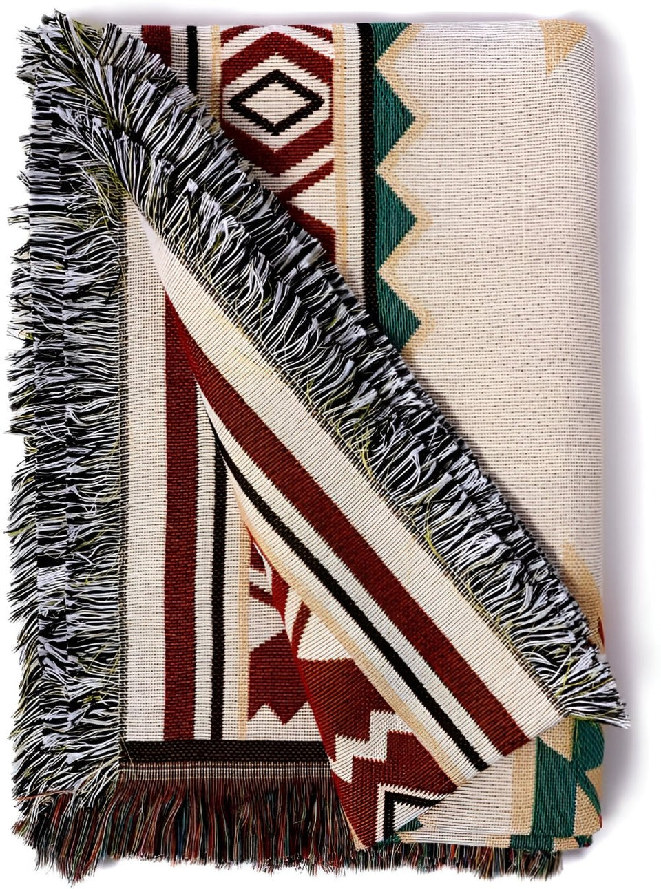 Bohemian Reversible Picnic Blanket Washable Jacquard Cotton Blend-Bedding & Bath > Blankets-casanuva-casanuva