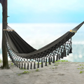 Boho Hammock with Wooden Spreaders Cotton Blend Supports 200 kg-Home Decor > Decorative Accessories-casanuva-casanuva