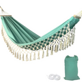 Boho Hammock with Wooden Spreaders Cotton Blend Supports 200 kg-Home Decor > Decorative Accessories-casanuva-Green-casanuva