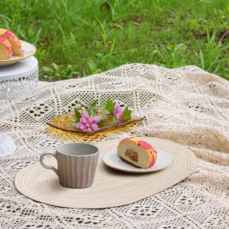 Boho Placemat Set Handmade Woven Table Mats Sustainable Dining Decor-Kitchen & Dining > Placemats-casanuva-casanuva