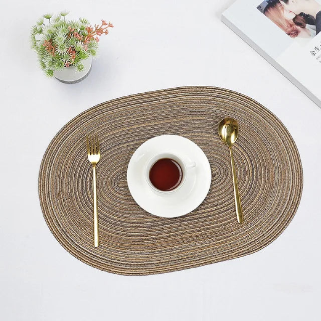 Boho Placemat Set Handmade Woven Table Mats Sustainable Dining Decor-Kitchen & Dining > Placemats-casanuva-Coffee-4 stuks 35x50cm-casanuva