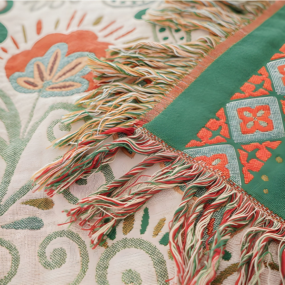 Boho Reversible Blanket Autumn Leaf Design-Bedding & Bath > Blankets-casanuva-casanuva
