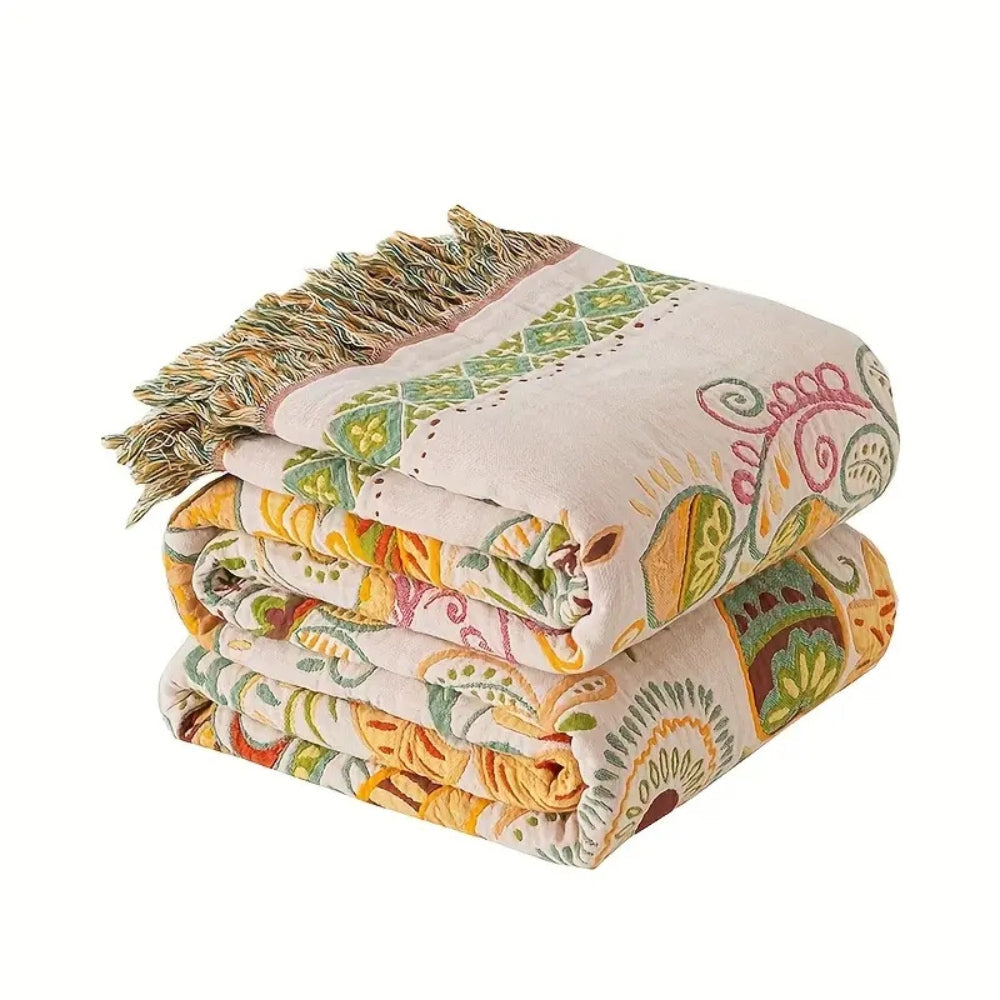Boho Reversible Blanket Autumn Leaf Design-Bedding & Bath > Blankets-casanuva-casanuva