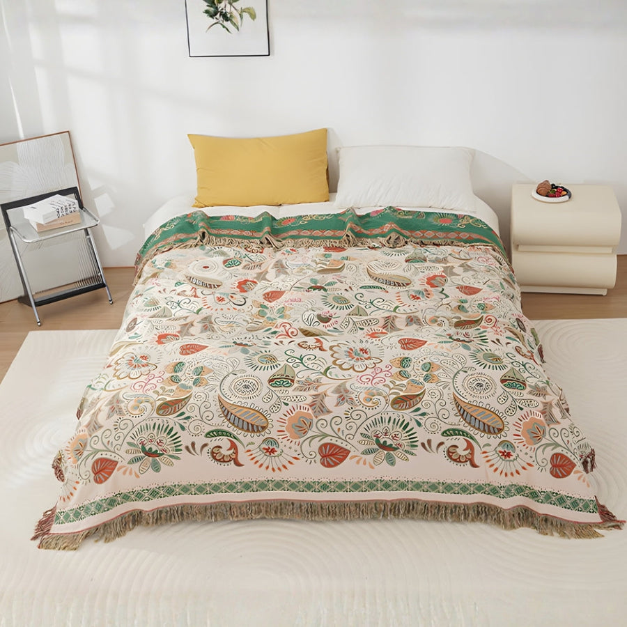 Boho Reversible Blanket Autumn Leaf Design-Bedding & Bath > Blankets-casanuva-Blush Maple-59"x79"-casanuva