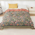 Boho Reversible Blanket Autumn Leaf Design-Bedding & Bath > Blankets-casanuva-Midnight Leaf-59"x79"-casanuva