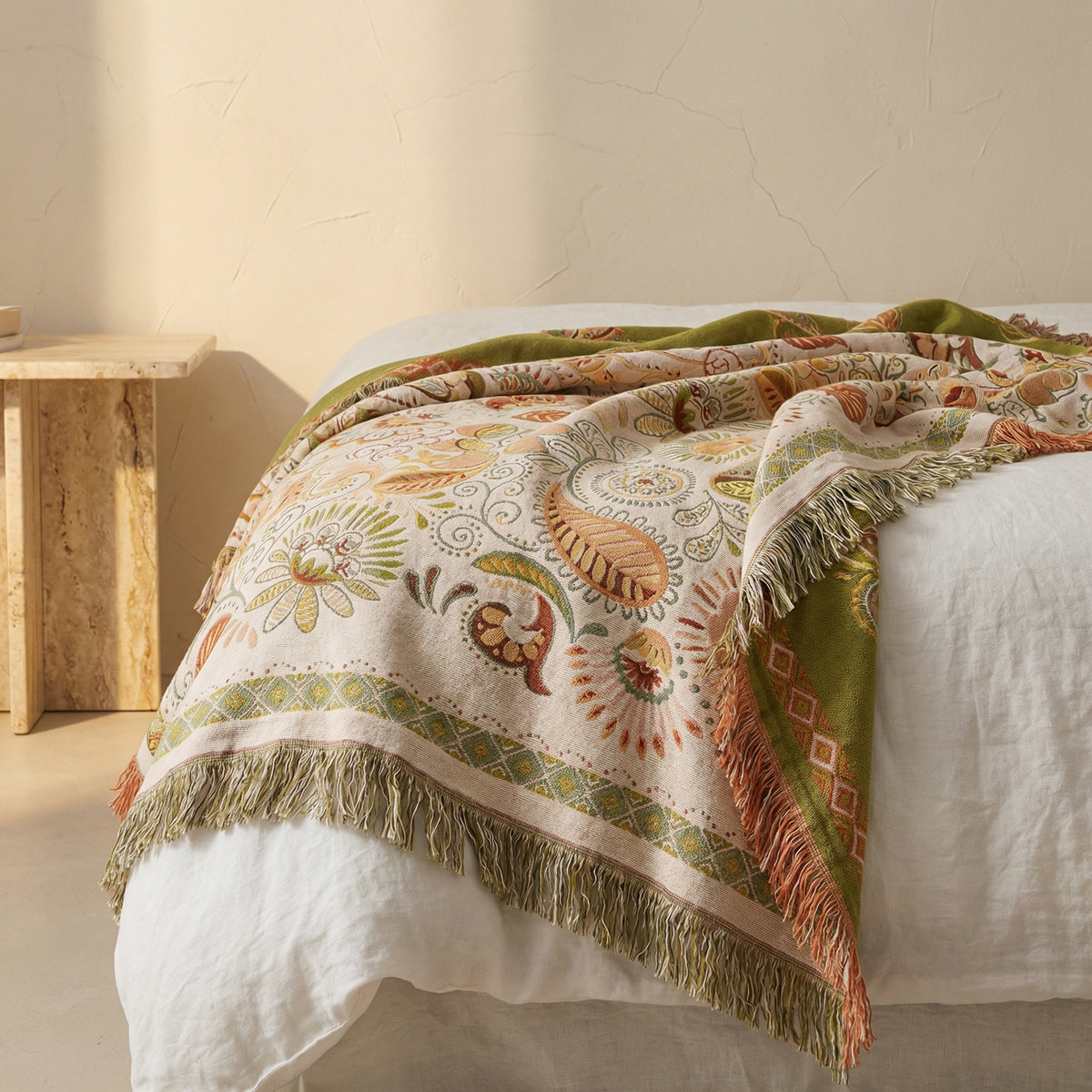 Boho Reversible Blanket Autumn Leaf Design-Bedding & Bath > Blankets-casanuva-casanuva