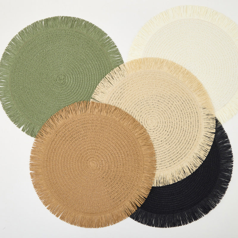 Boho Round Woven Placemats Linen Braided Heat Resistant Table Mats-Kitchen & Dining > Placemats-casanuva-casanuva