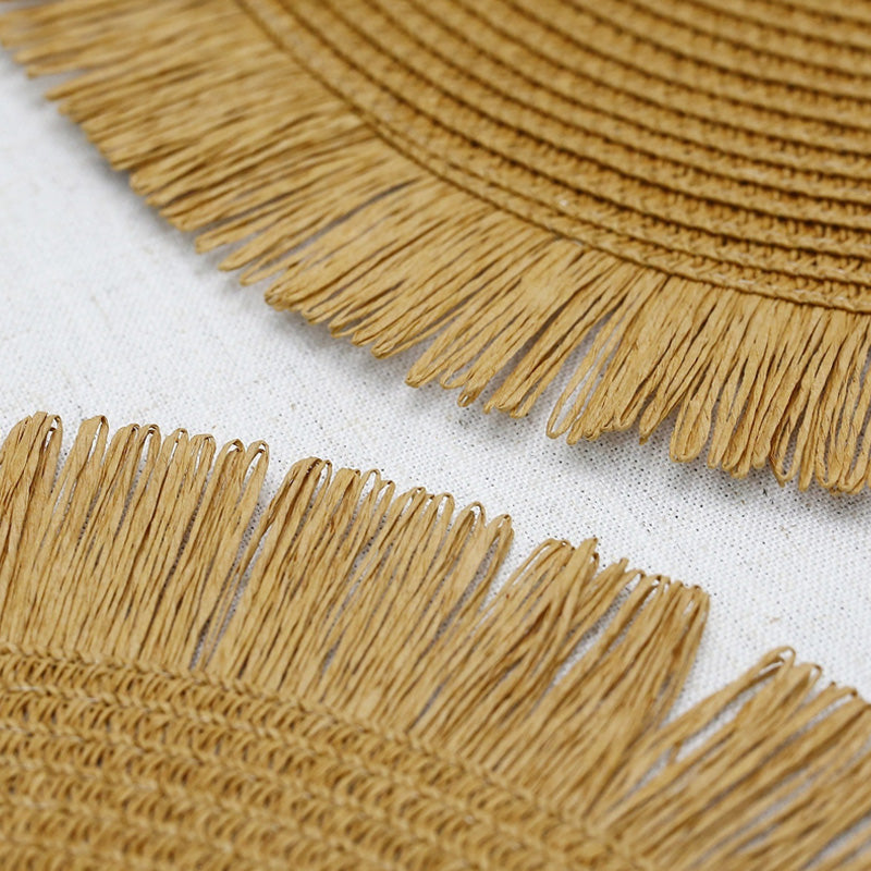 Boho Round Woven Placemats Linen Braided Heat Resistant Table Mats-Kitchen & Dining > Placemats-casanuva-casanuva