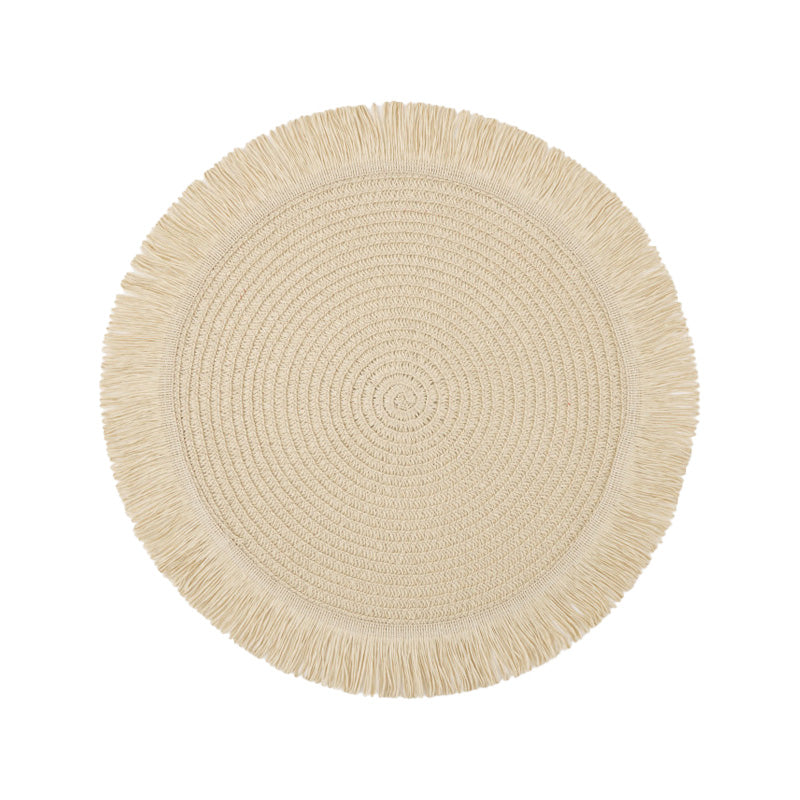Boho Round Woven Placemats Linen Braided Heat Resistant Table Mats-Kitchen & Dining > Placemats-casanuva-Beige-4 stuks-casanuva