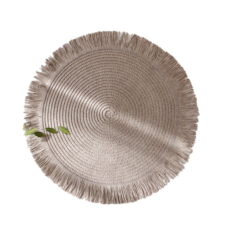 Boho Round Woven Placemats Linen Braided Heat Resistant Table Mats-Kitchen & Dining > Placemats-casanuva-Gray-4 stuks-casanuva