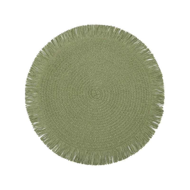 Boho Round Woven Placemats Linen Braided Heat Resistant Table Mats-Kitchen & Dining > Placemats-casanuva-Green-4 stuks-casanuva