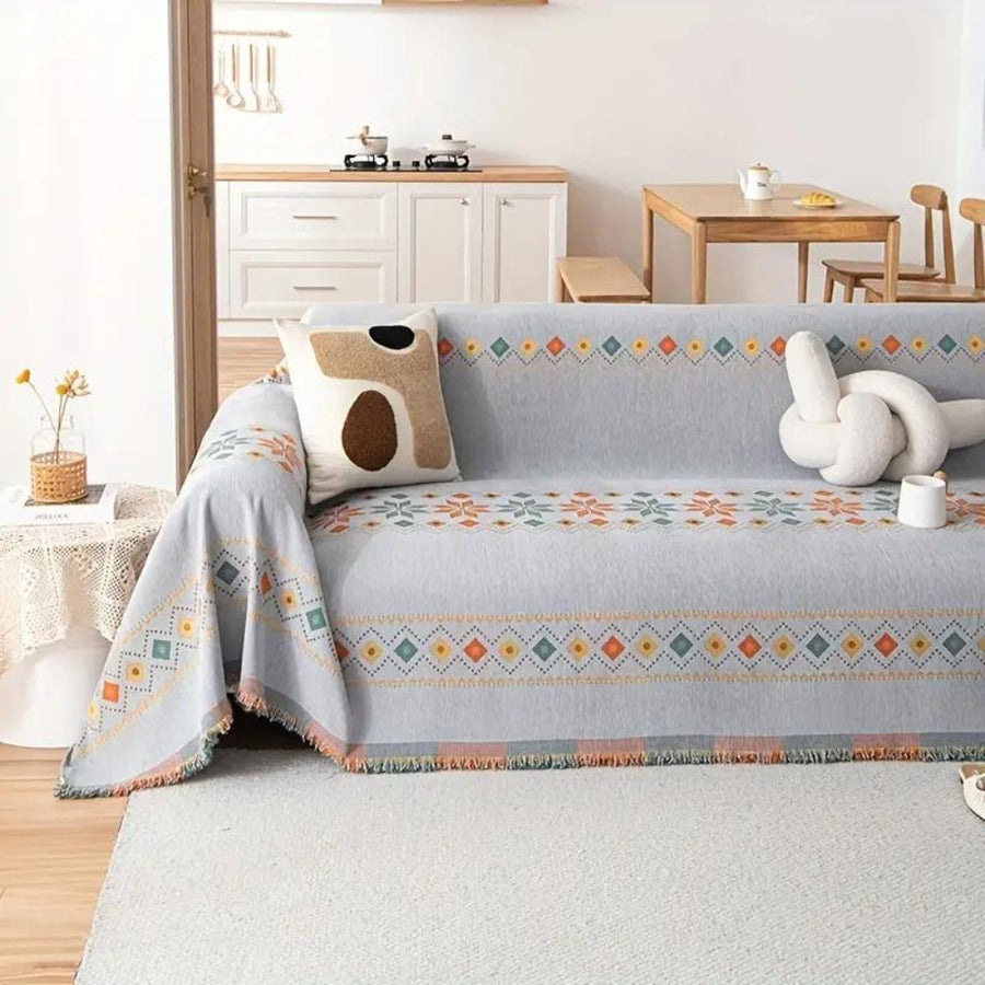 Boho Sofa Cover Washable Stretch Fabric-Covers & Textiles > Sofa Covers-casanuva-Gray-71"x71"-casanuva