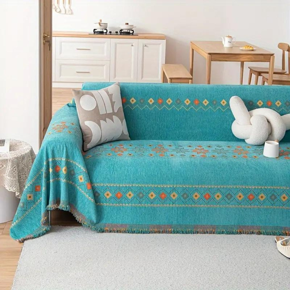 Boho Sofa Cover Washable Stretch Fabric-Covers & Textiles > Sofa Covers-casanuva-Green-71"x71"-casanuva