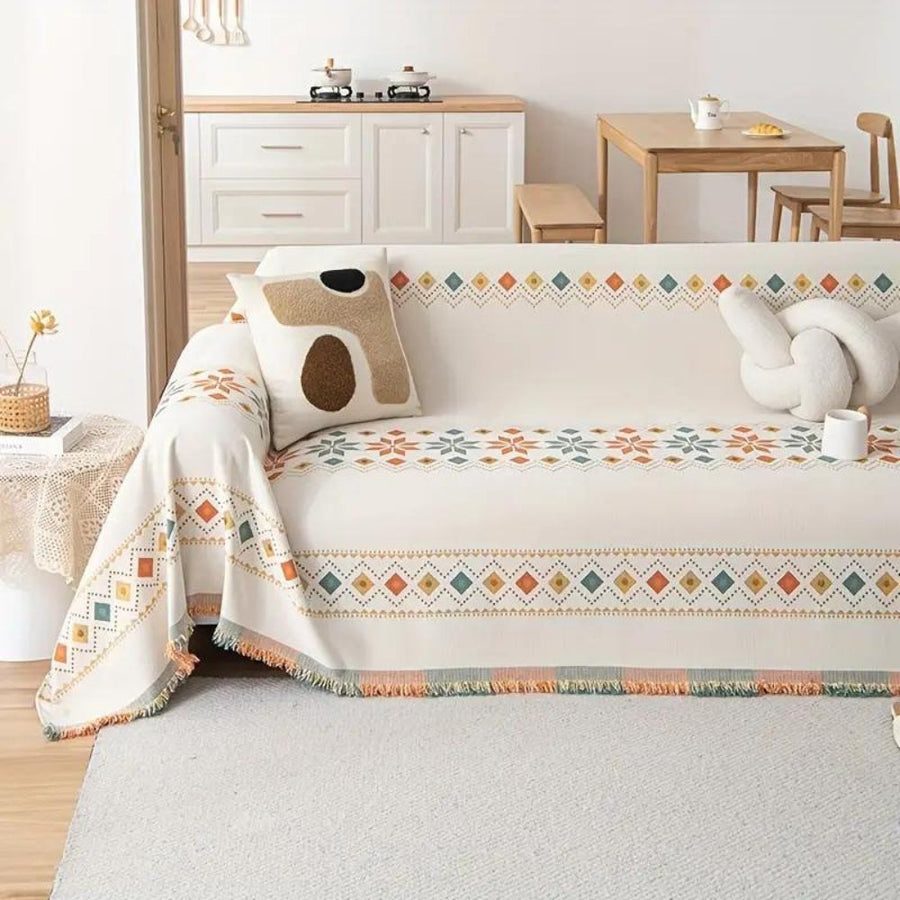 Boho Sofa Cover Washable Stretch Fabric-Covers & Textiles > Sofa Covers-casanuva-White-71"x71"-casanuva